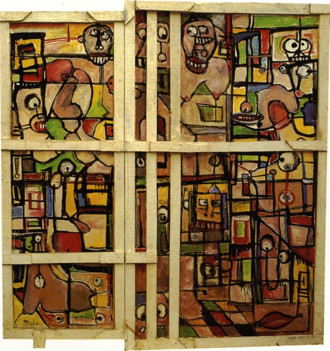 Mosaico de maderas y telas